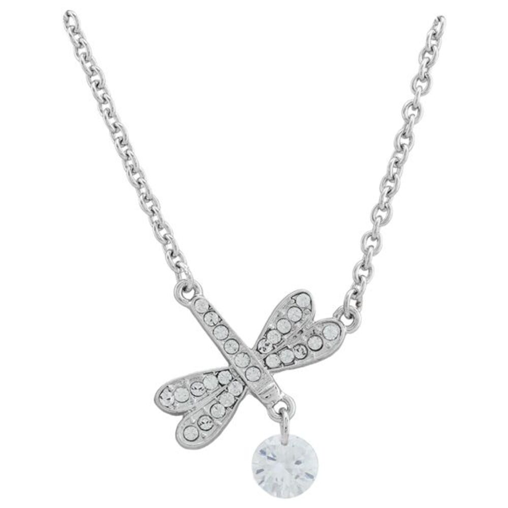 Made with Swarovski Crystals White Gold Plated Dragonfly CZ Necklace  Brand New!